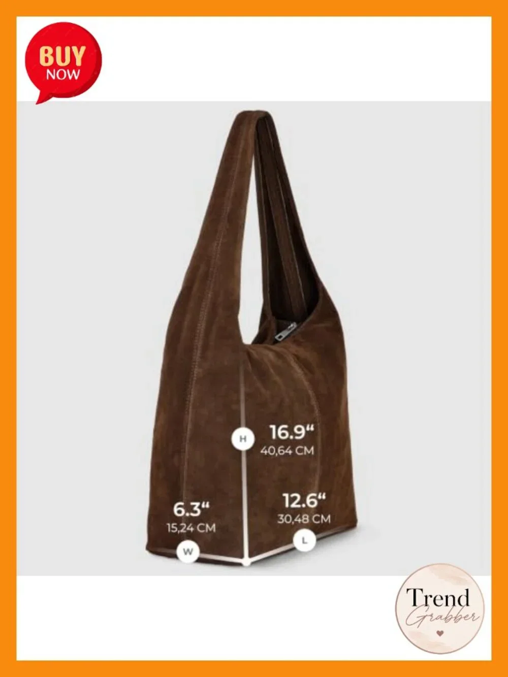 Large Slouchy Suede Hobo Bag with Zipper Shoulder Strap
